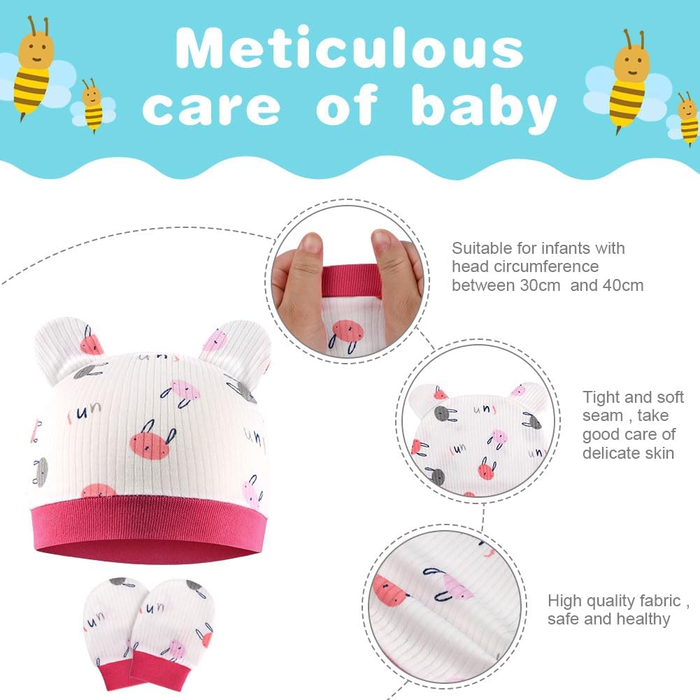 Detalle 1 de Bonnets naissance et moufles coton 100 %