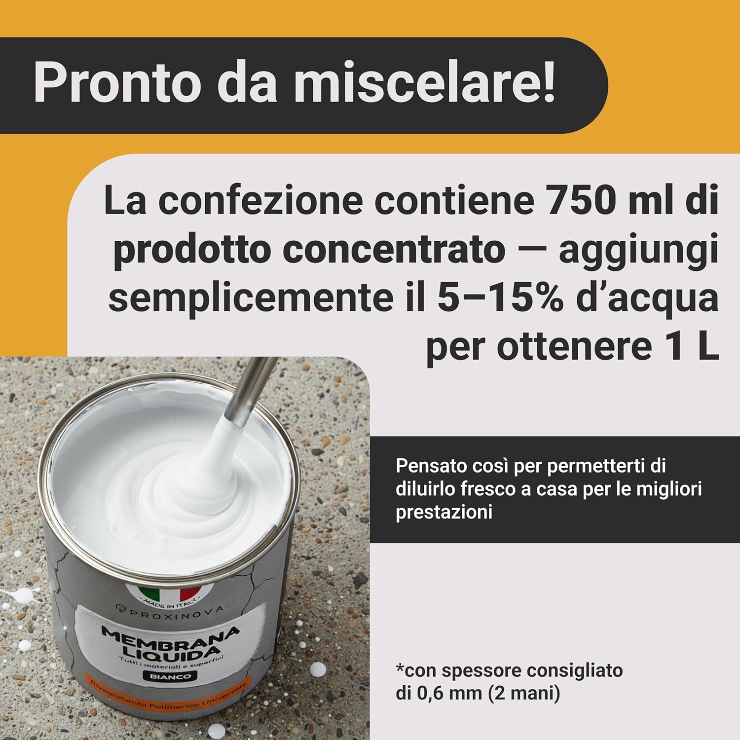 Thumbnail 6 de Bianca PROXINOVA Membrana liquida impermeabilizzante 1500 ml – per terrazzi, tetti e camini