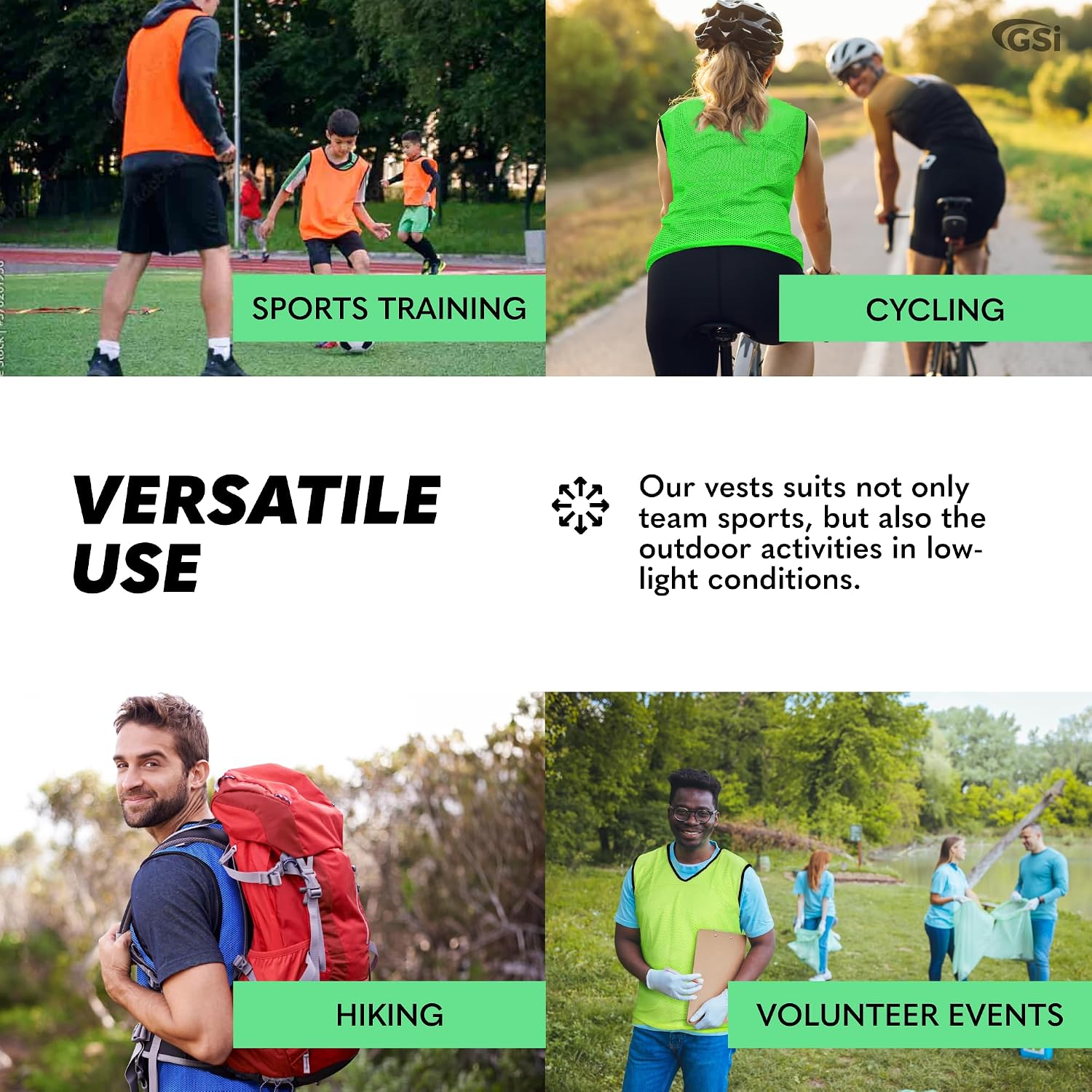 Detalle 2 de GSi Sports Pinnies mesh training vests (packs of 6 or 12) – free size, orange high-vis pack