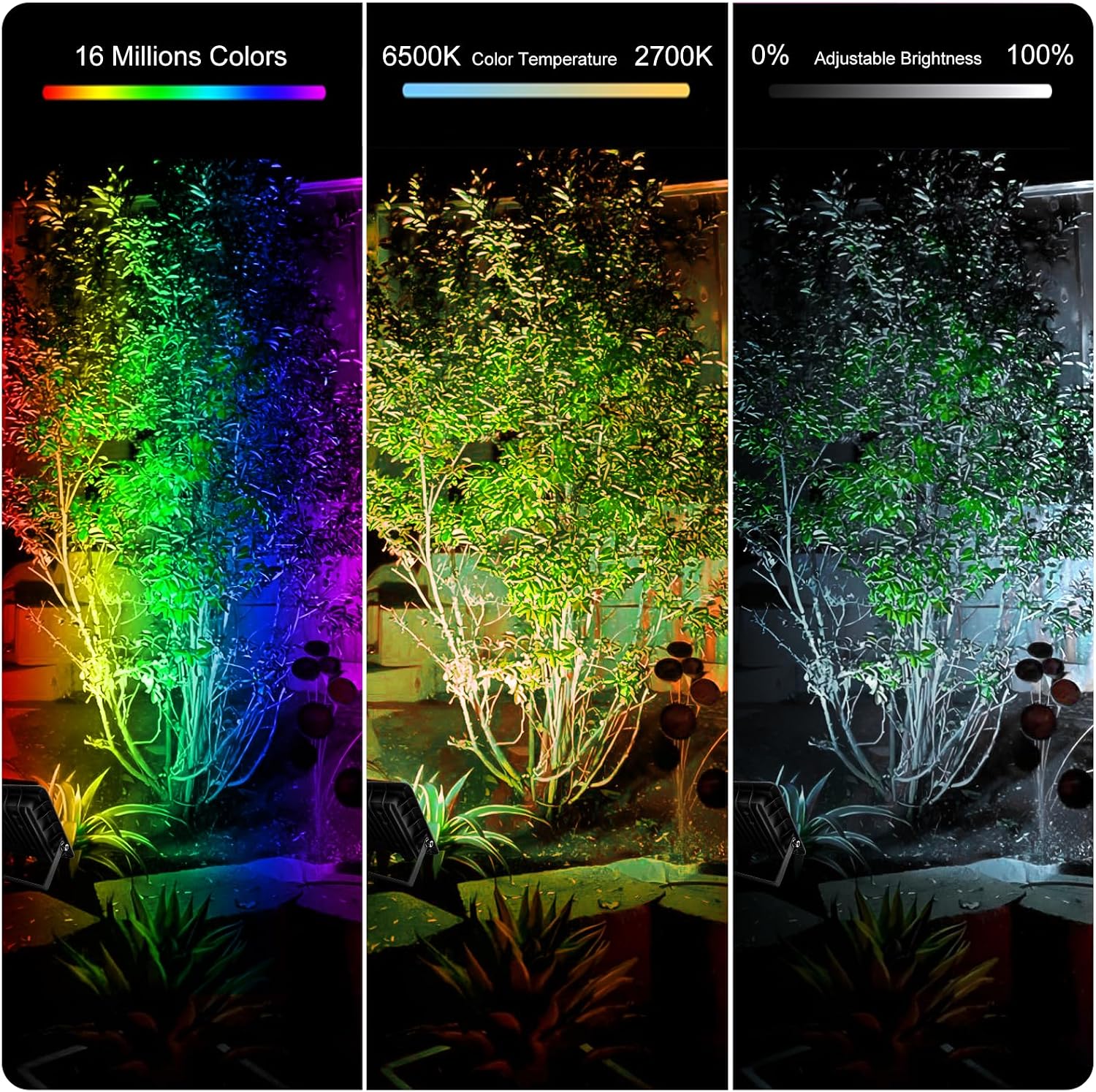 Detalle 1 de Fosingut RGBCW LED Floodlight Outdoor 100W, RGB-buitenschijnwerper met appbediening
