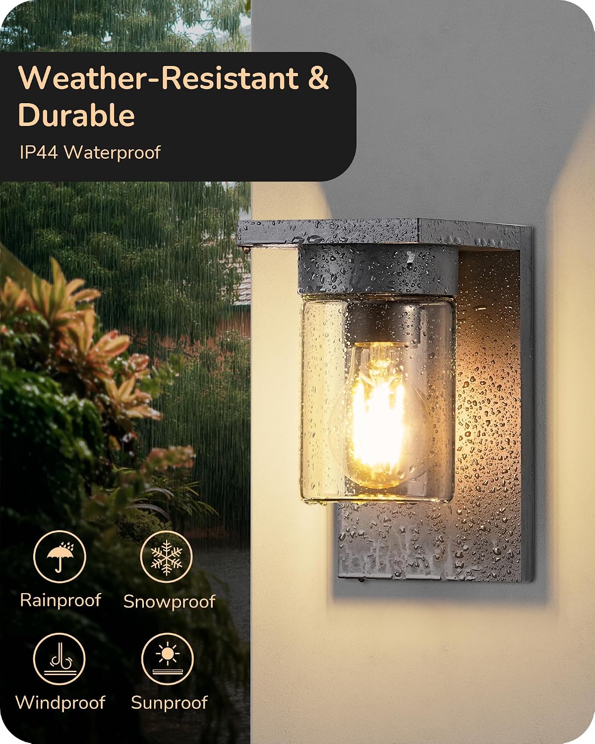 Thumbnail 2 de EDISHINE Vintage Outdoor Wall Lantern Light (IP44) with E27 Socket in Anthracite