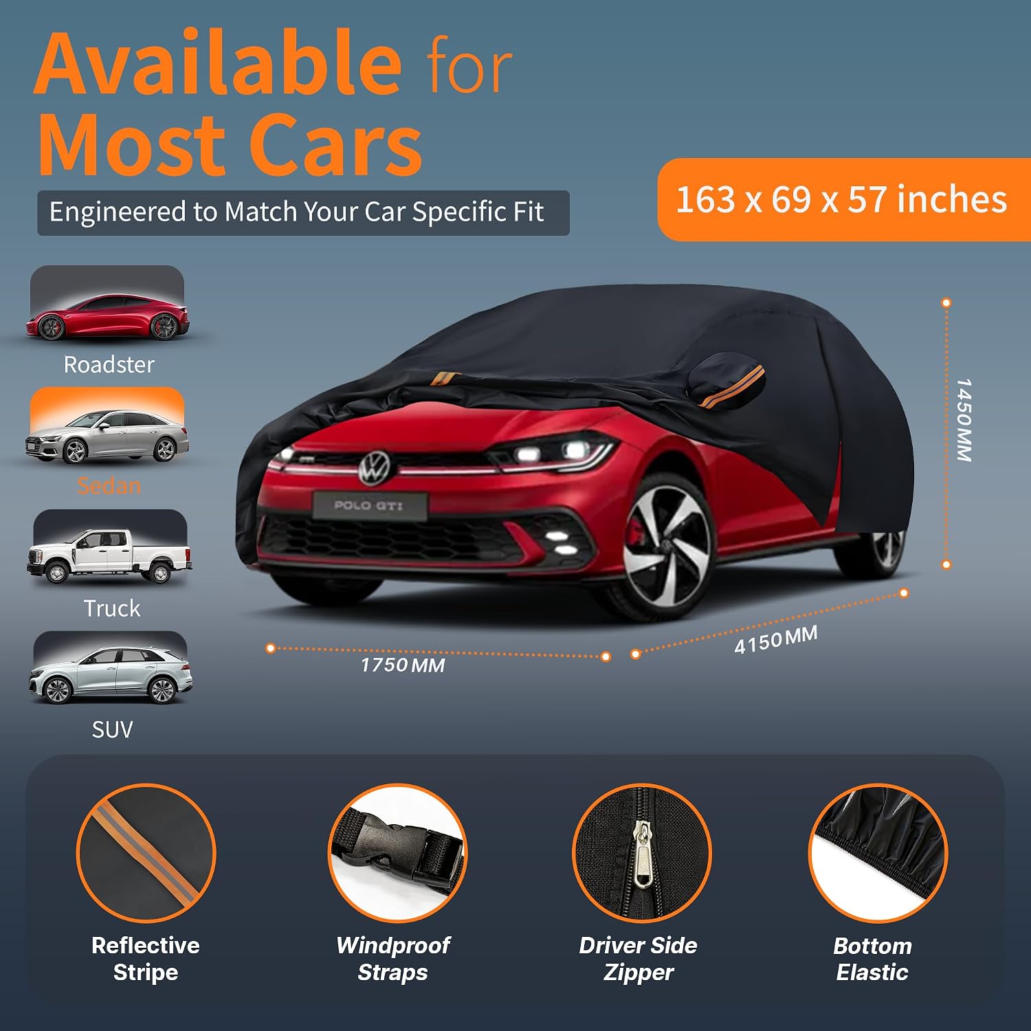 Thumbnail 2 de Tozaroa Hatchback Cover Outdoor Car Cover (Up to 163 inch) – Universal Fit for Hatchbacks