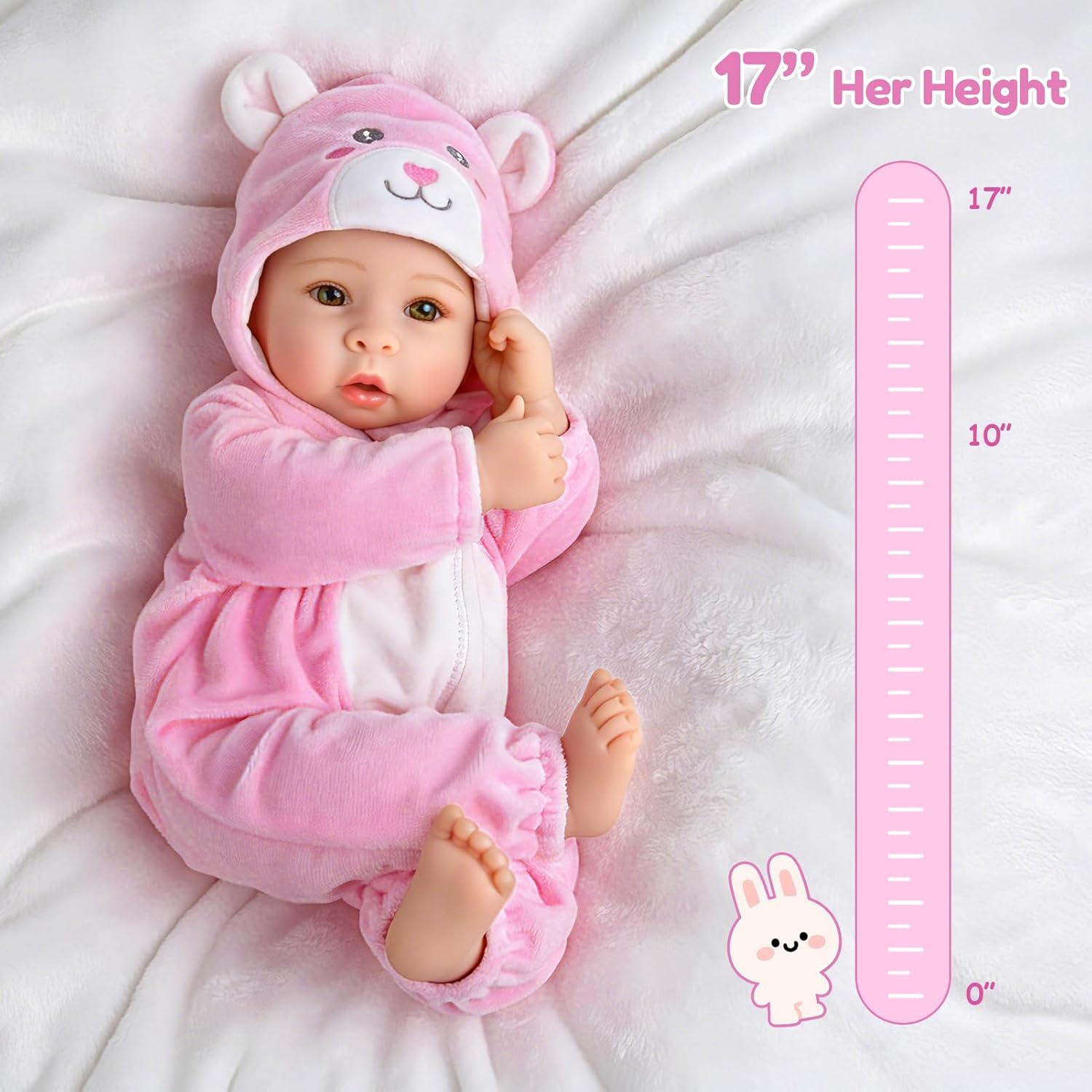 Detalle de Aori 17-inch Realistic Baby Doll with Soft Body, Feeding Kit Included
