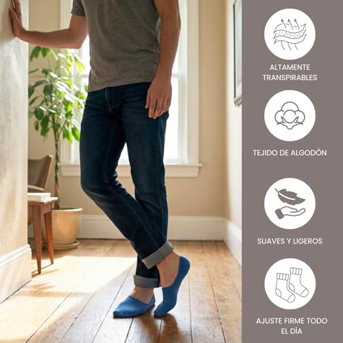 Detalle de Balseti 6 pares de calcetines invisibles para hombre y mujer | Pinkies de algodón transpirables para verano