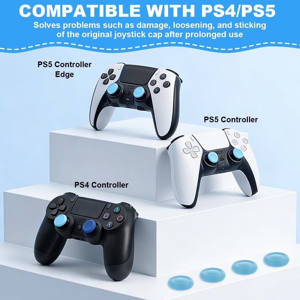 Thumbnail 2 de AYESY Thumb Grip Joystick Caps for PS5/PS4 Controller – 10-Pack, Wear-Resistant, Non-Slip, Blue