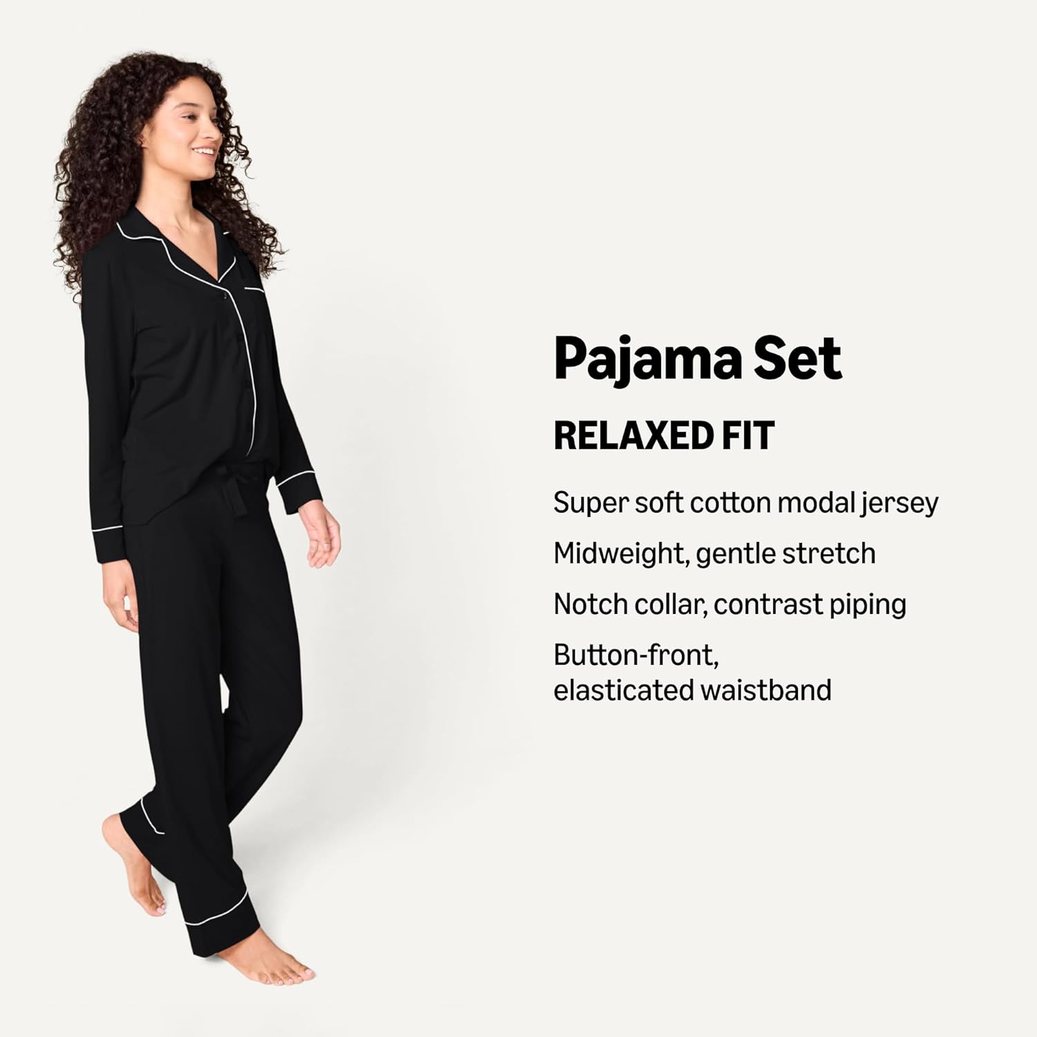 Detalle de Amazon Essentials Women's Cotton-Modal Long-Sleeve Pajama Set