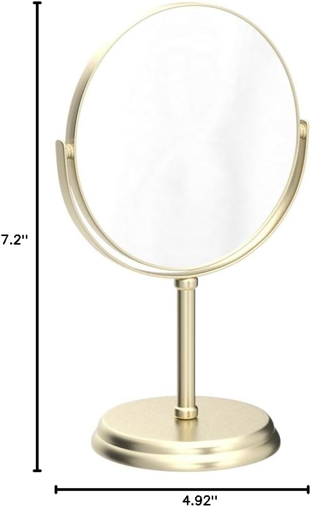 Thumbnail 5 de Amazon Basics Makeup Mirror, Round Gold Tabletop Mirror with 360° Rotation and 1x/5x Magnification