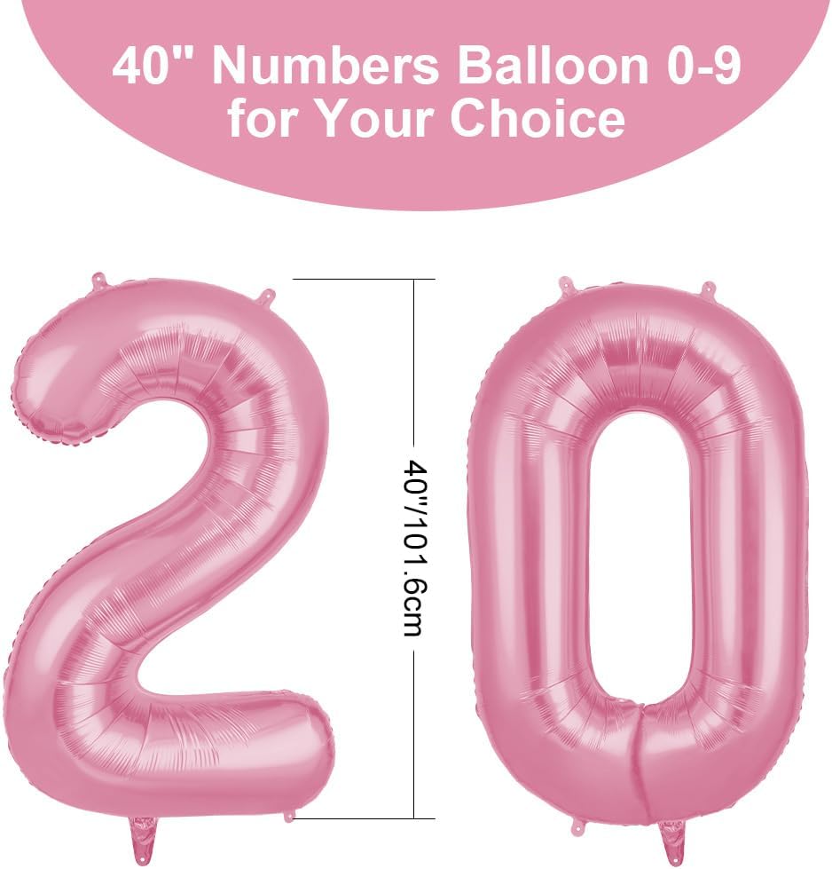 Thumbnail 1 de OFFCUP Luftballon Zahlen 20, Rosa – Großes 101 cm Folienballon (40 Zoll) für Geburtstagspartys