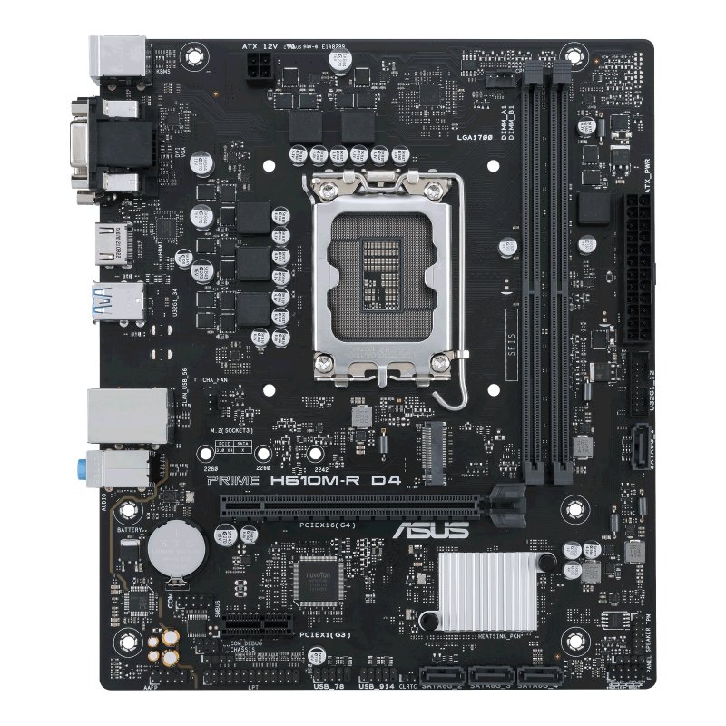 Detalle de ASUS PRIME H610M-R D4: placa base micro-ATX para 12ª generación Intel