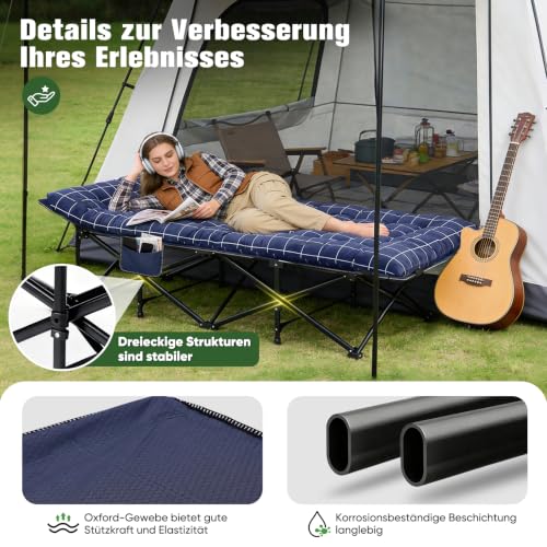 Detalle de Sekey Feldbett Klappbar XXL 190 x 71 x 35 cm – stabil, komfortabel und vielseitig