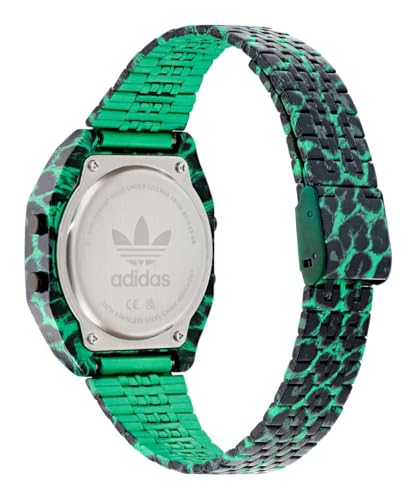 Detalle de Reloj adidas Originals Unisex Digital Two con caja de acero 36 mm y correa expansion animal print