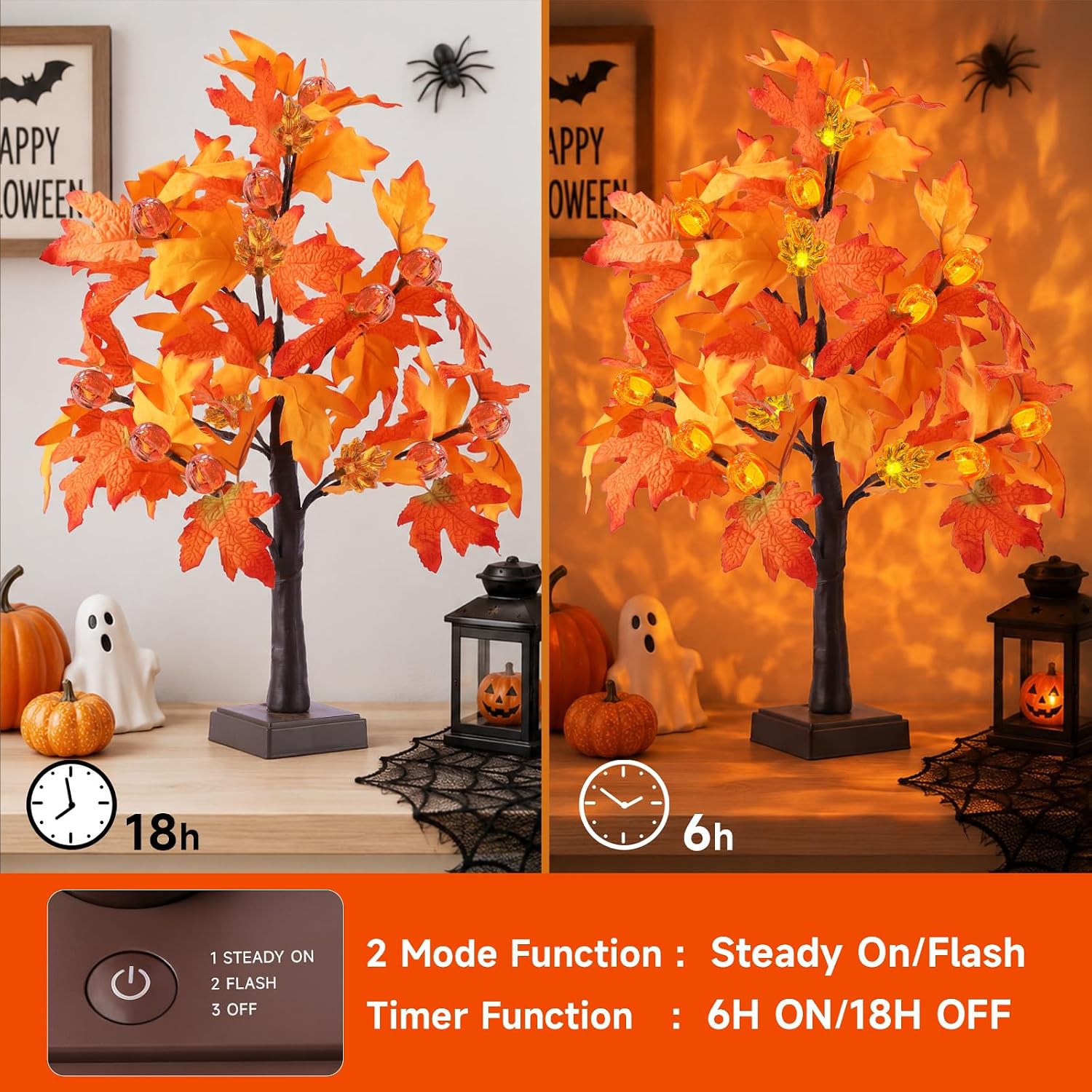 Detalle 2 de Lighted Fall Tree, 18-Inch