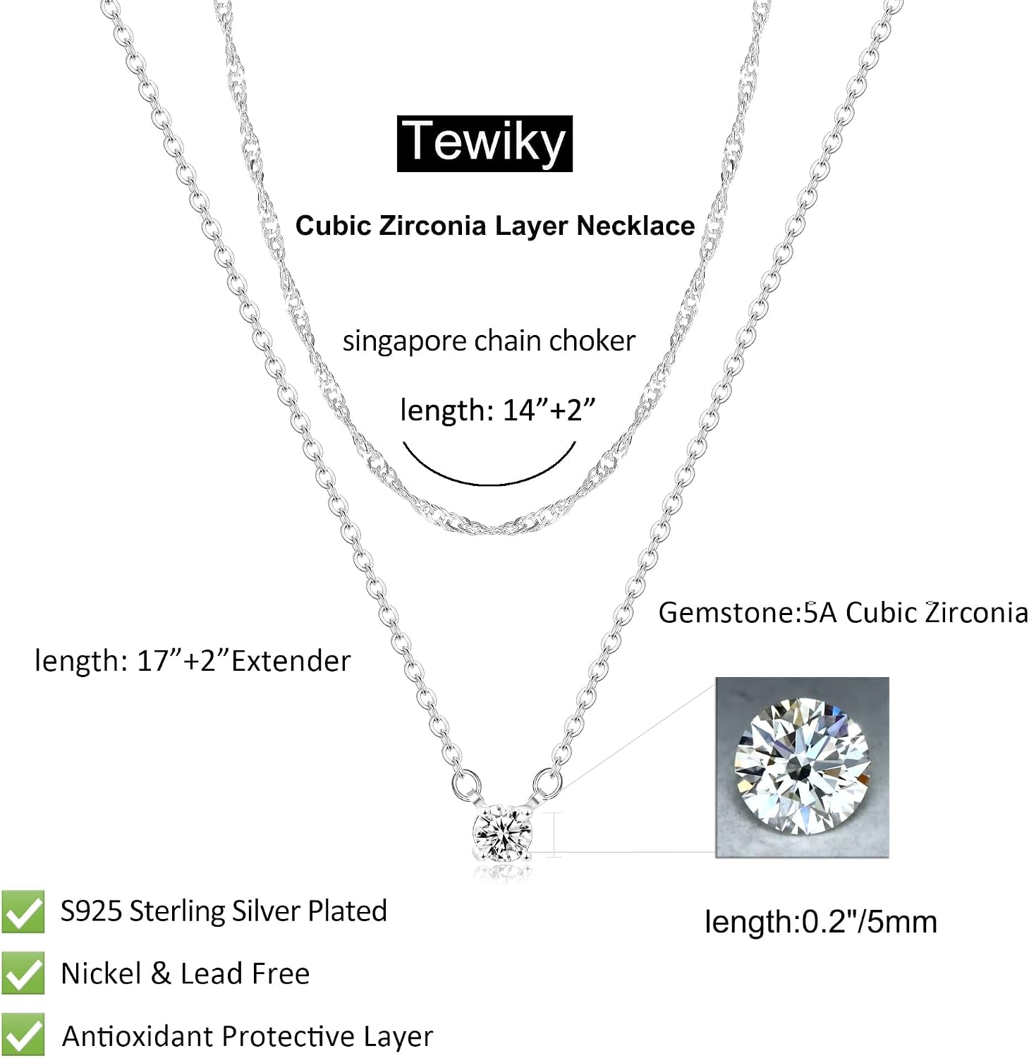 Detalle 2 de Tewiky Halskette Damen 42 cm 14K Gold