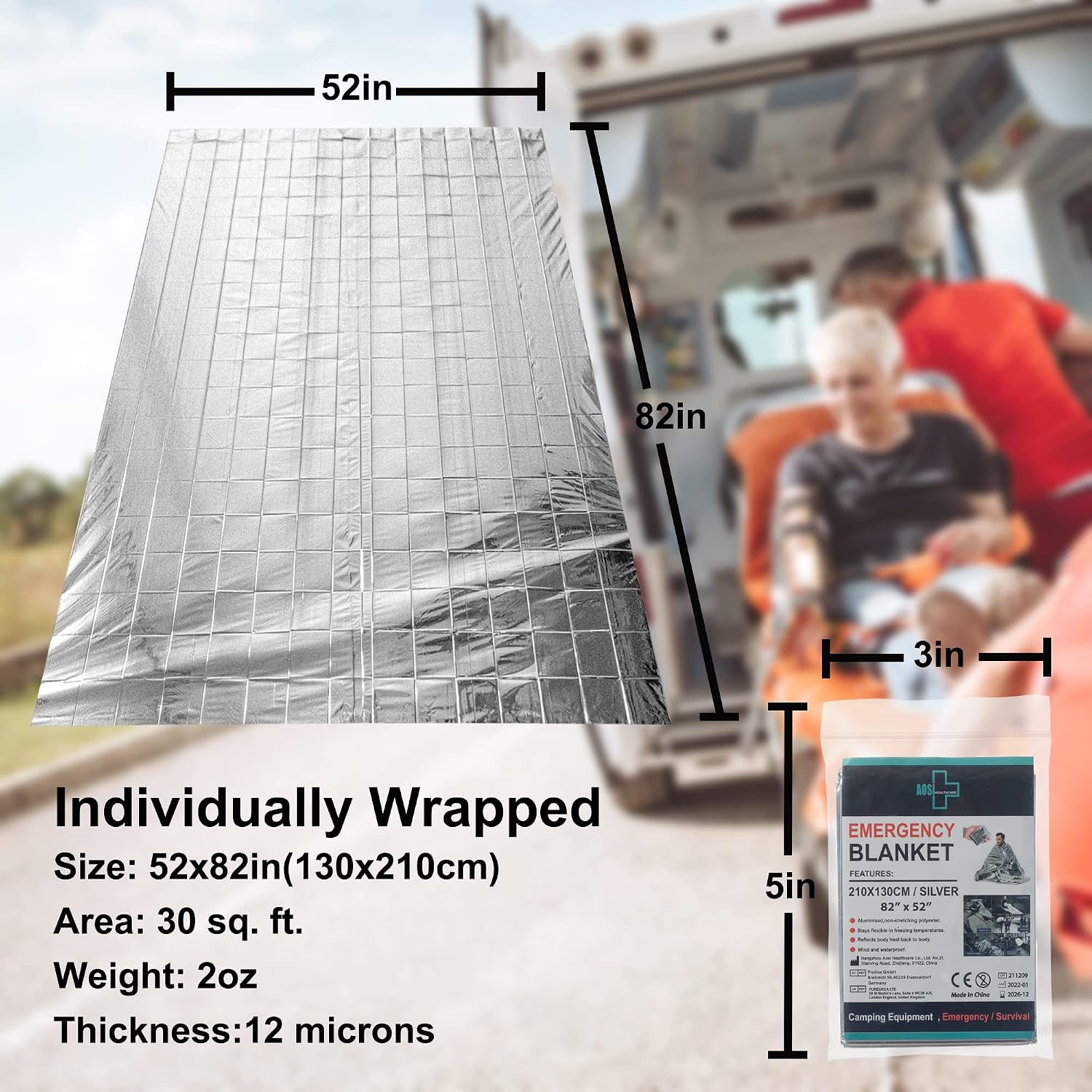 Thumbnail 2 de General Medi Emergency Foil Blanket (12-Pack) – Mylar Thermal Blankets for Outdoors, Survival and First Aid