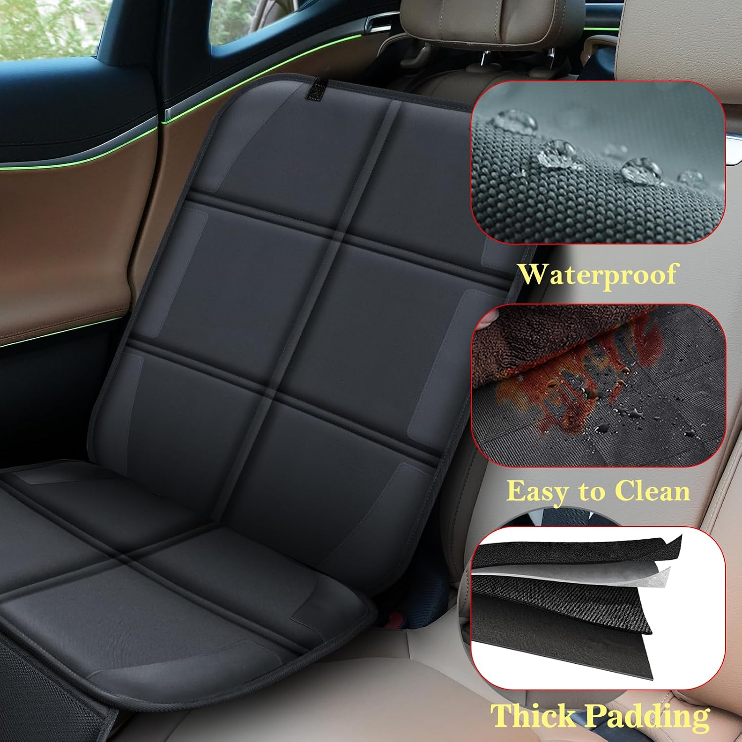 Thumbnail 4 de Meolsaek Car Seat Protector Waterproof 600D Thick with Non-Slip Backing – Black
