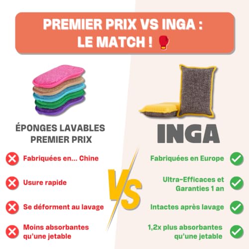Thumbnail 7 de INGA Éponges Durables 4 Éponges - Réutilisables et Lavables, Sans Rayer