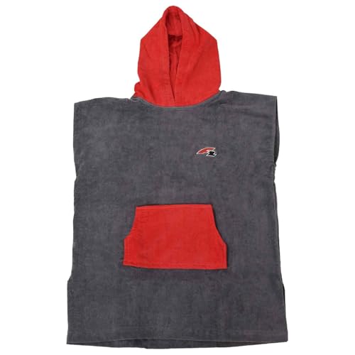 Detalle de F2 Frottee-Poncho L/XL aus Baumwolle, grau – Surf- und Badeponcho