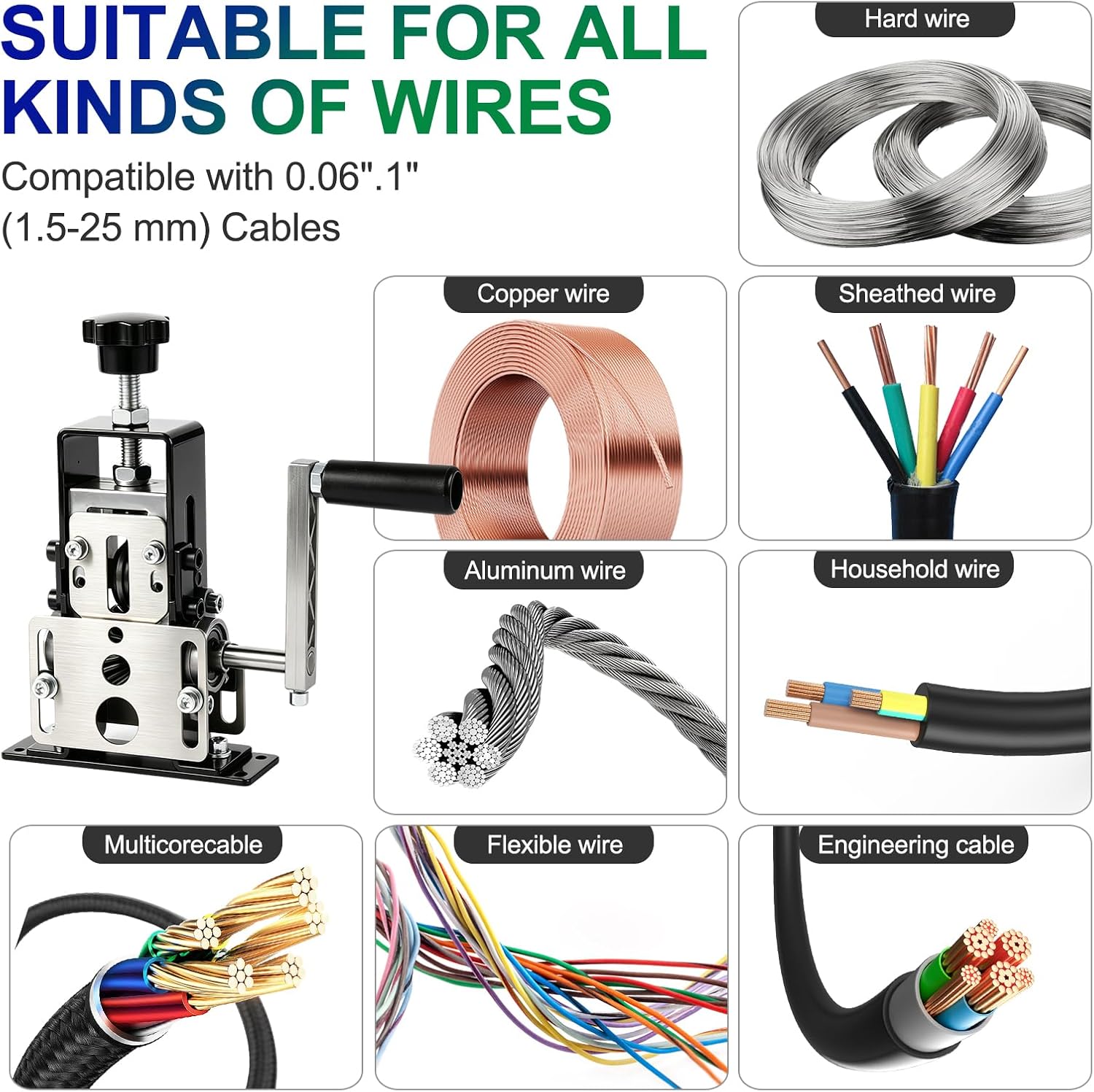 Thumbnail 6 de VRAJJTY Wire Stripper Machine, 0.06"–1" Range, Silver