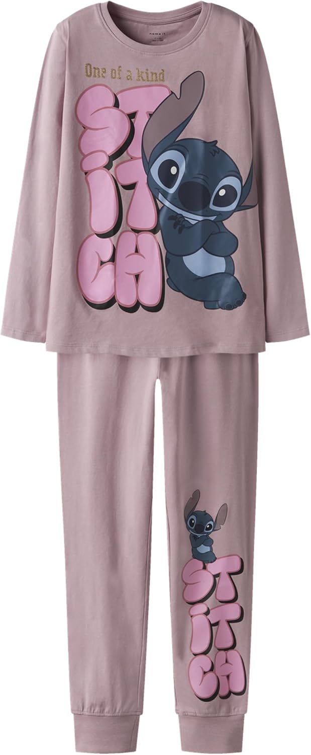 Detalle de NAME IT Nkfolina Stitch LS Nightset Wdi – Set pijama bambino/a a maniche lunghe