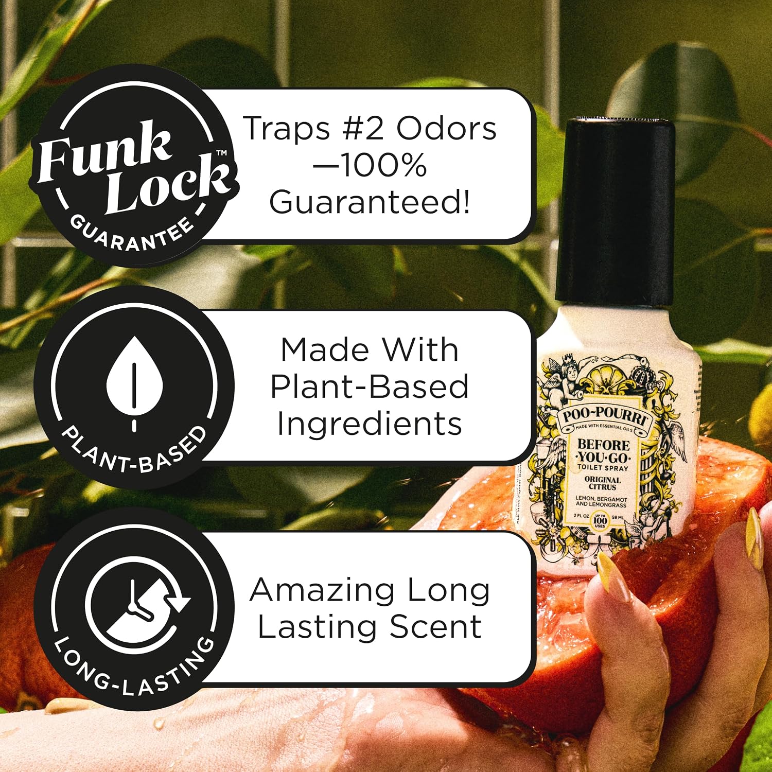 Detalle de Poo-Pourri Before-You-Go Toilet Spray, Original Citrus (2 Fl Oz) – 100 Uses, TSA-Approved