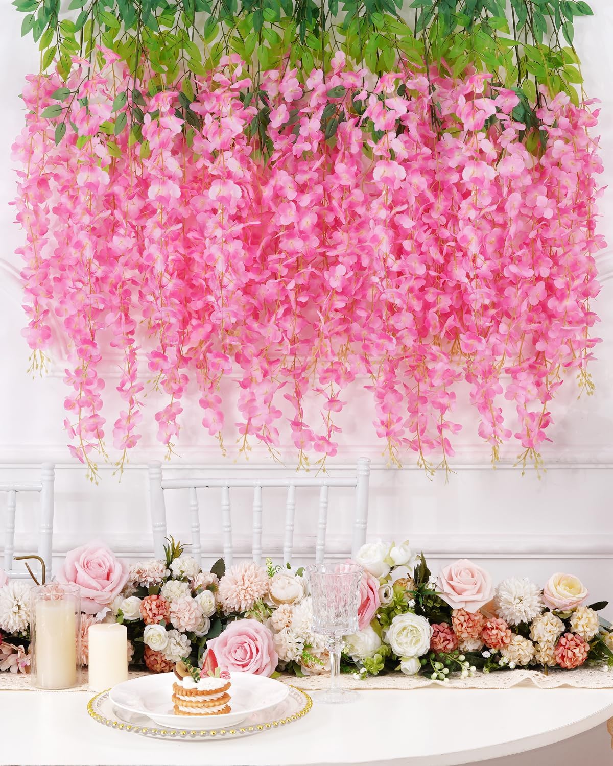 Detalle de Waipfaru Artificial Wisteria Flowers, 12-Pack
