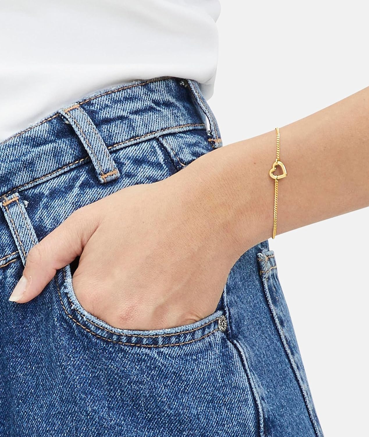 Thumbnail 2 de Tamaris Armband Damen Edelstahl Herz-Anhänger, 21 cm, IP Gold poliert, wasserfest