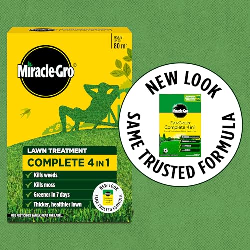 Detalle de Miracle-Gro Complete 4 in 1 Lawn Food, 80 m² Handheld Spreader: Weed, Moss Control & Lawn Feed