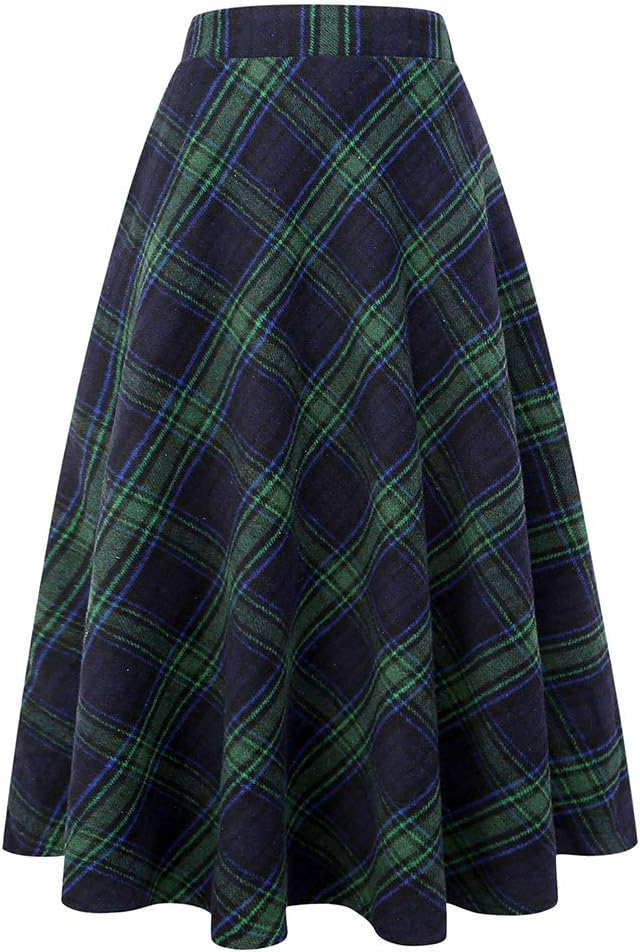 Detalle de IDEALSANXUN Women's Plaid Wool Skirt