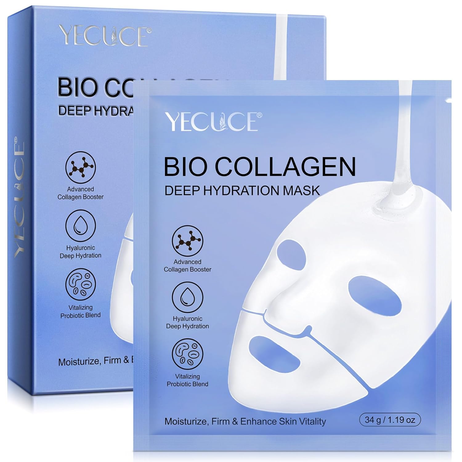 Bio Collagen Maske für tiefe Feuchtigkeit, 6 Stück