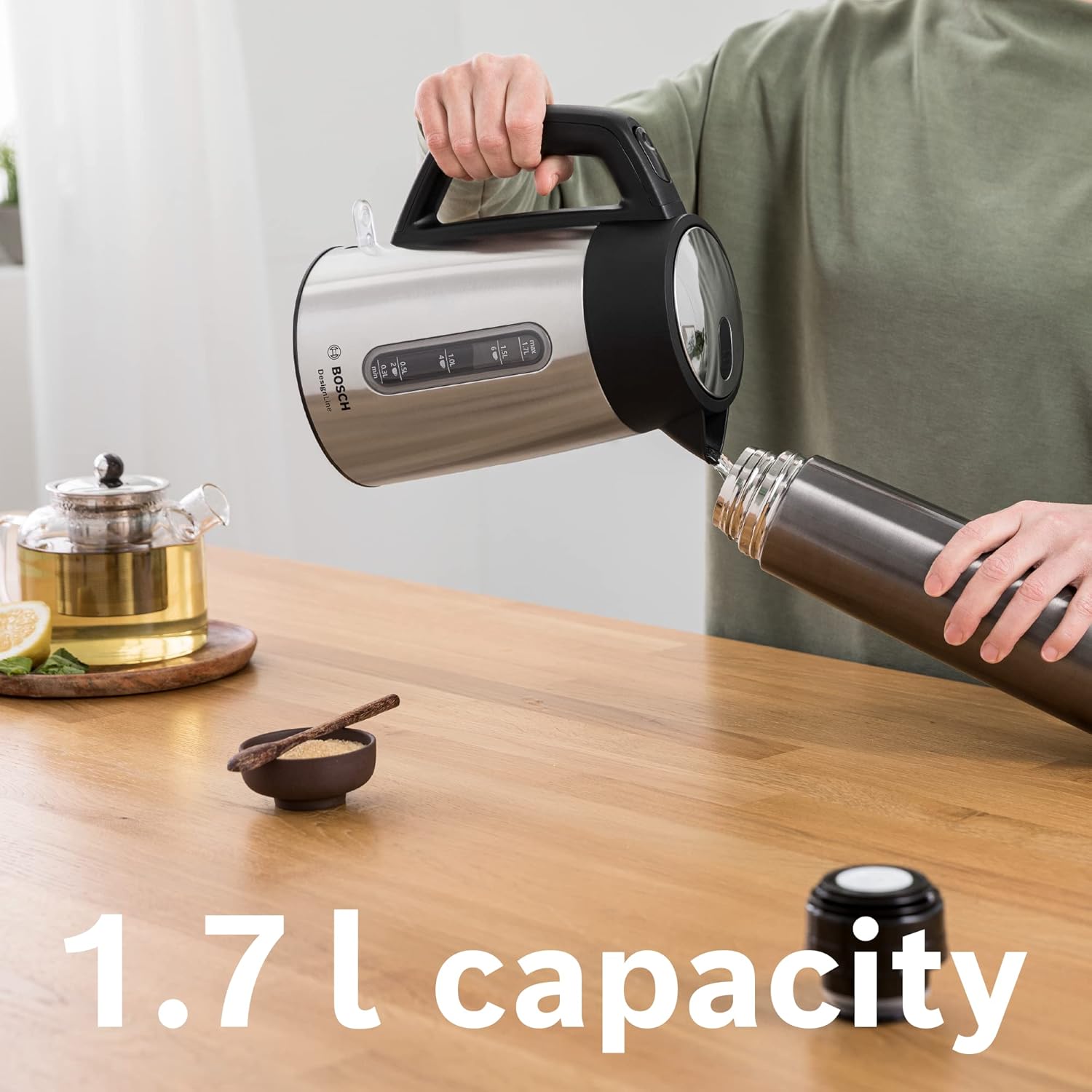 Thumbnail 2 de Bosch DesignLine Plus TWK4P440GB Stainless Steel Cordless Kettle, 1.7 L, 3000 W