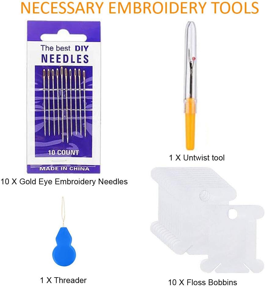 Thumbnail 5 de AUERVO Embroidery Threads 50 Skeins Pack – Rainbow Embroidery Floss with Free Needles and Accessories