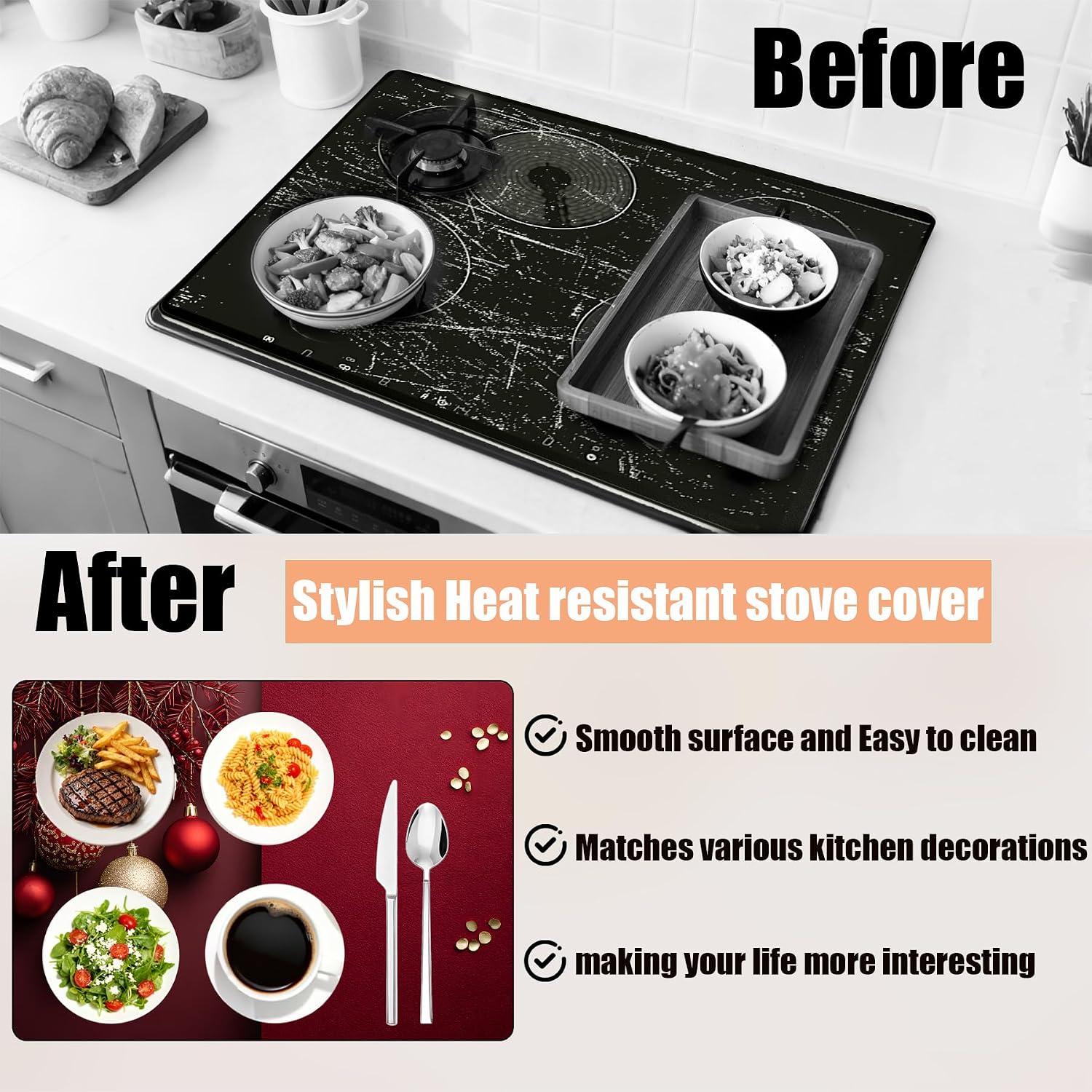 Detalle 2 de Glass Stove Top Cover Mat, 28.5 x 20.5 in