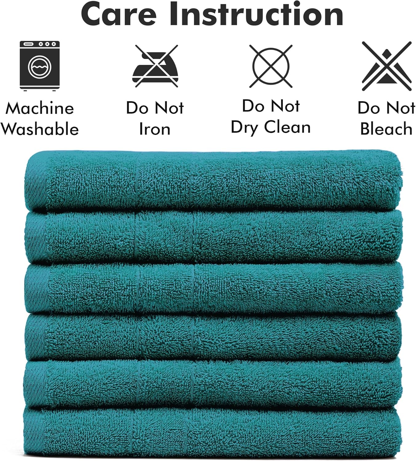 Thumbnail 6 de Novo Home Hand Towels for Bathroom – 100% Cotton, Pack of 6 (50x85cm) in Teal