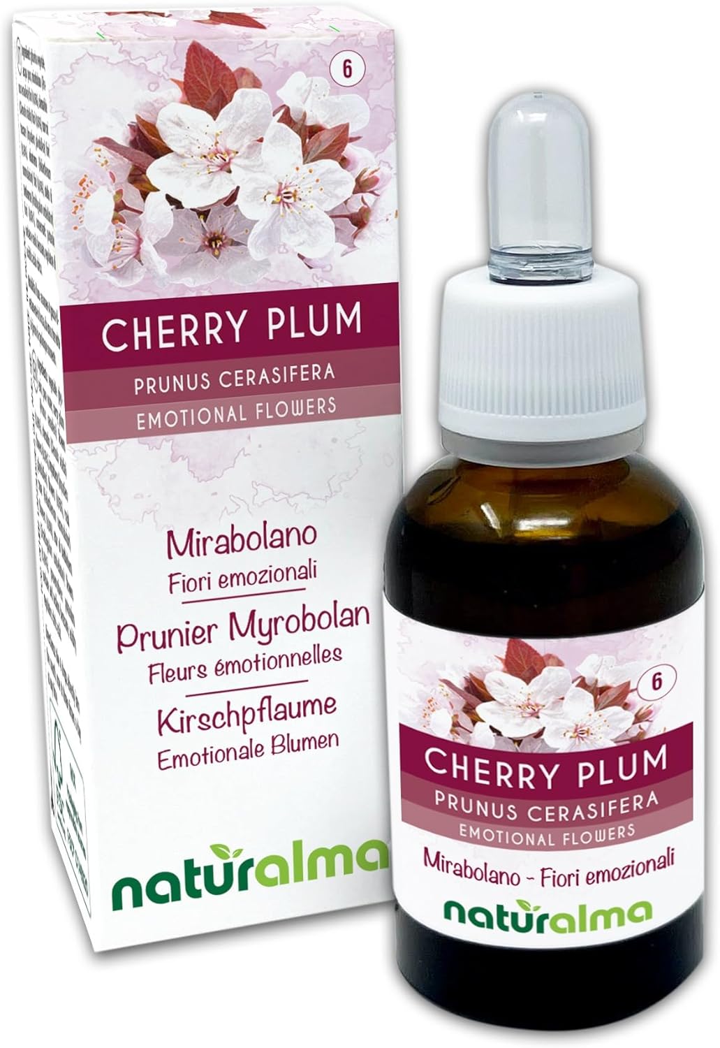 Detalle de Cherry plum o Mirabolano (Prunus cerasifera) Fiori emozionali Naturalma – Gocce 30 ml senza alcol