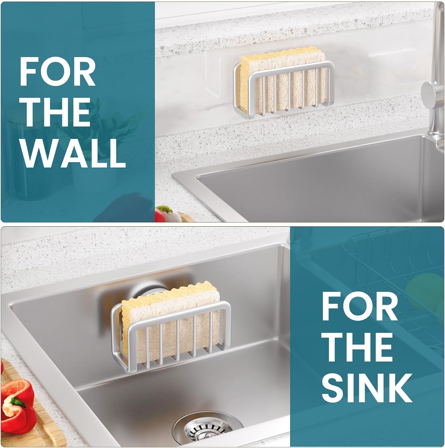 Thumbnail 6 de TAILI Sponge Holder for Kitchen Sink with Strong Suction Cup and Rustproof Aluminum Caddy