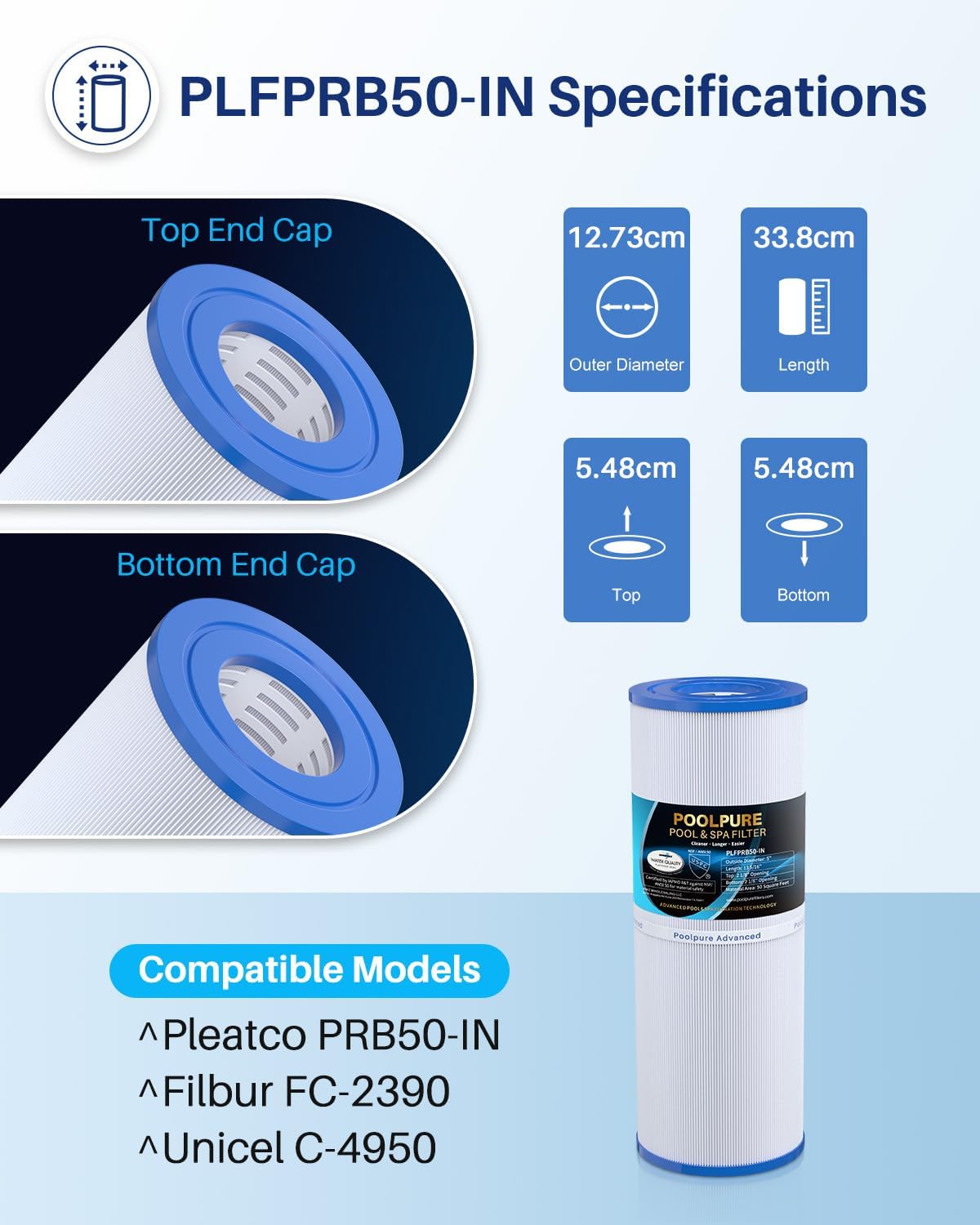 Detalle de Poolpure Spa Filter 50 sq ft cartridge