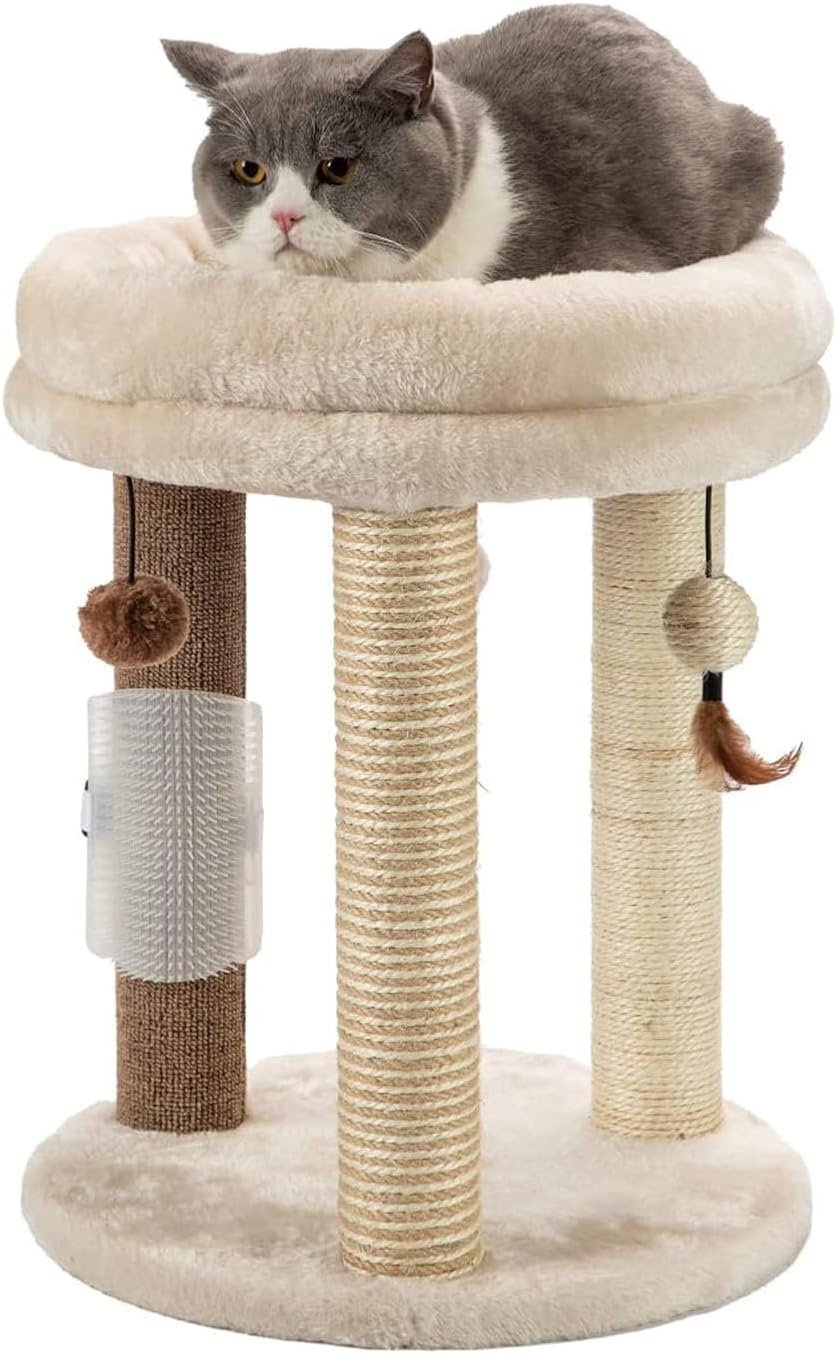Detalle de MECOOL MC22TPT3-Beige 4-in-1 Cat Tree with Sisal, Jute, and Carpet Posts