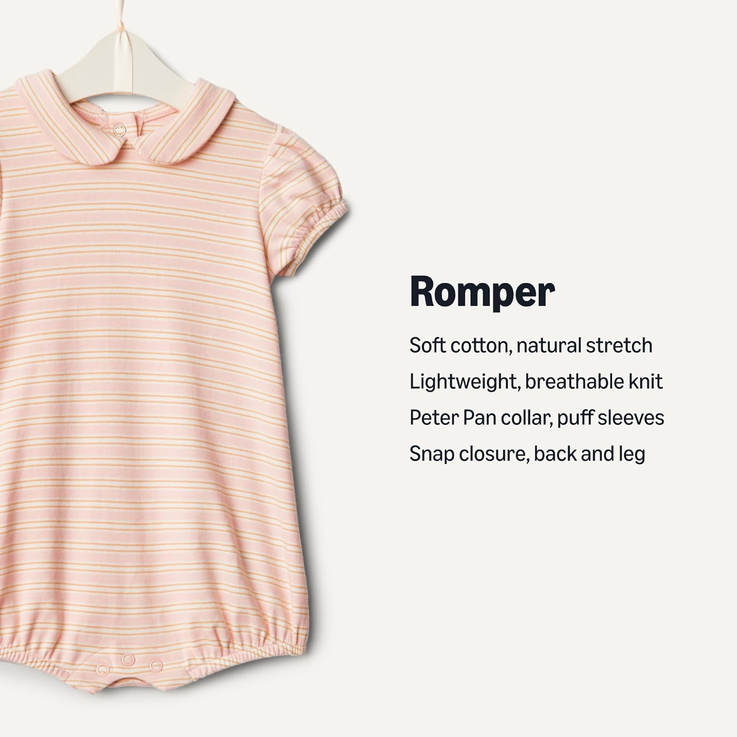 Thumbnail 1 de Amazon Essentials Baby Girls’ Cotton Short-Sleeve Romper Suit with Peter Pan Collar (Pack of 2)