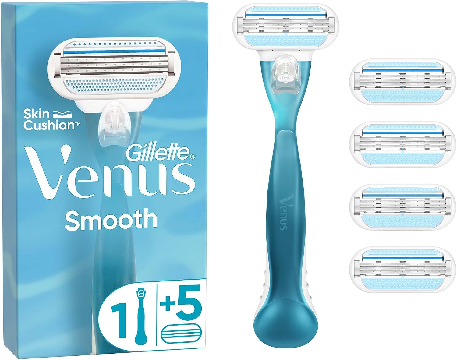 Detalle de Gillette Venus Smooth rakhyvel för kvinnor med 3 blad och 5 påfyllningar
