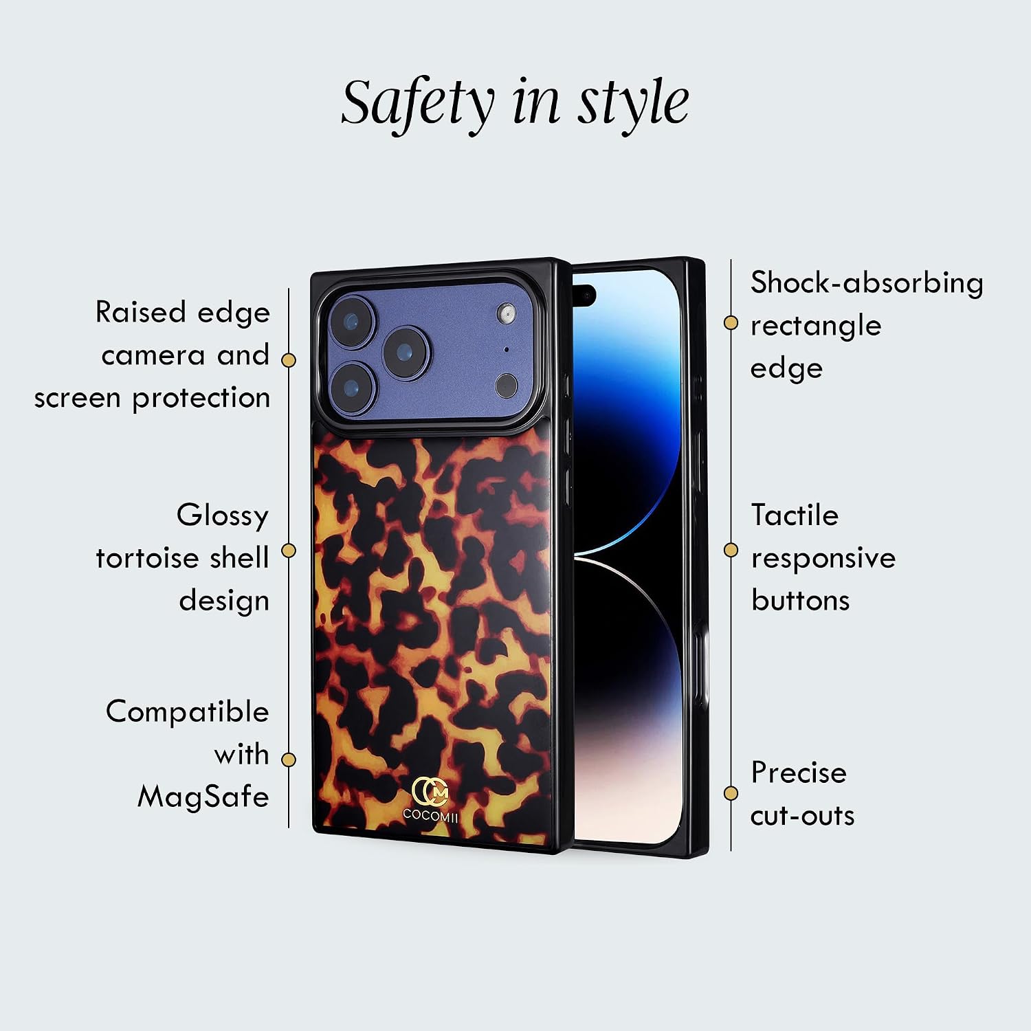 Detalle de COCOMII Rectangle for iPhone 17 Pro Max Case, Amber Tortoiseshell