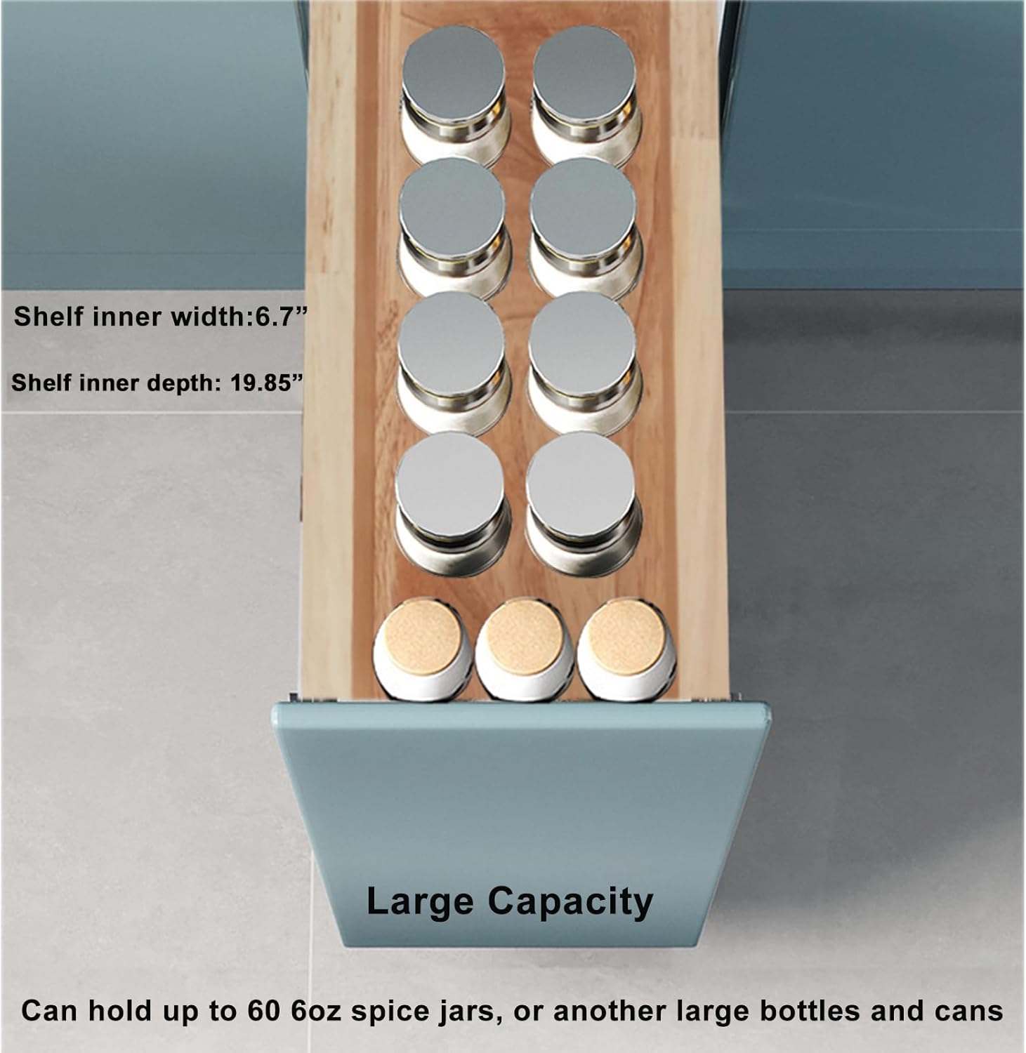 Detalle de DINDON Pull Out Spice Rack Cabinet Organizer – 8" W x 21.9" D x 25.2" H