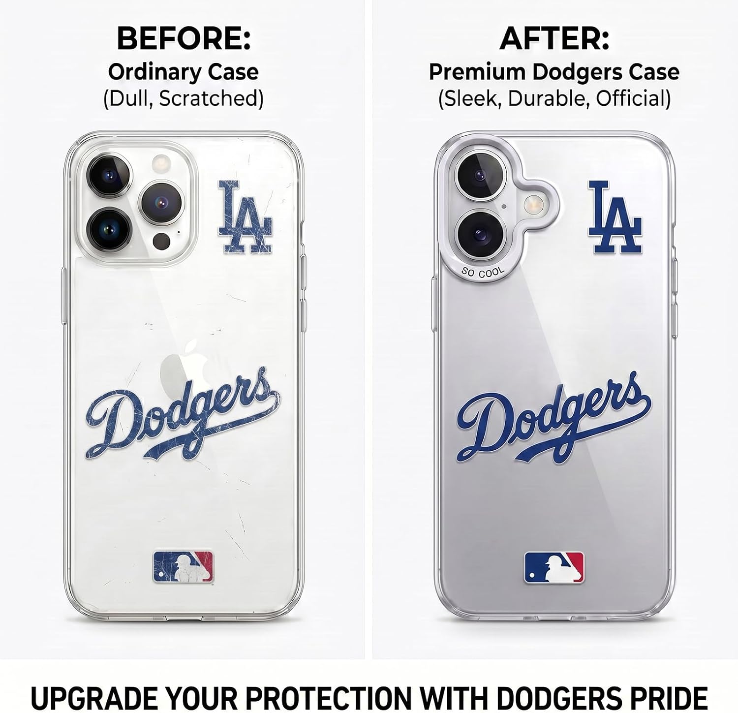 Detalle 2 de KOYOEY MLB ロサンゼルス・ドジャース iPhone 17用ケース、耐衝撃・カメラ保護