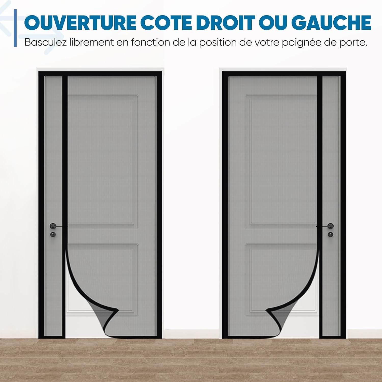 Detalle de Sekey Moustiquaire Porte Résistant à Griffes de Chat – Ouverture Latérale Magnétique, Fibre de Verre, 160x240 cm