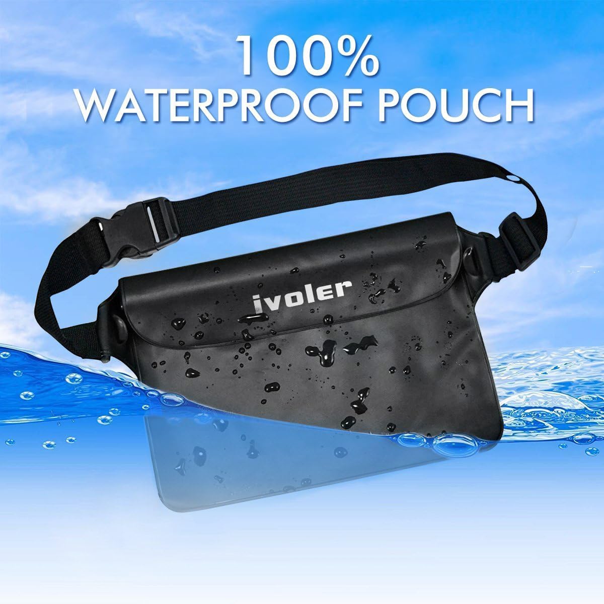 Detalle de ivoler Pack of 2 Universal Waterproof Waist Bag with Adjustable Belt