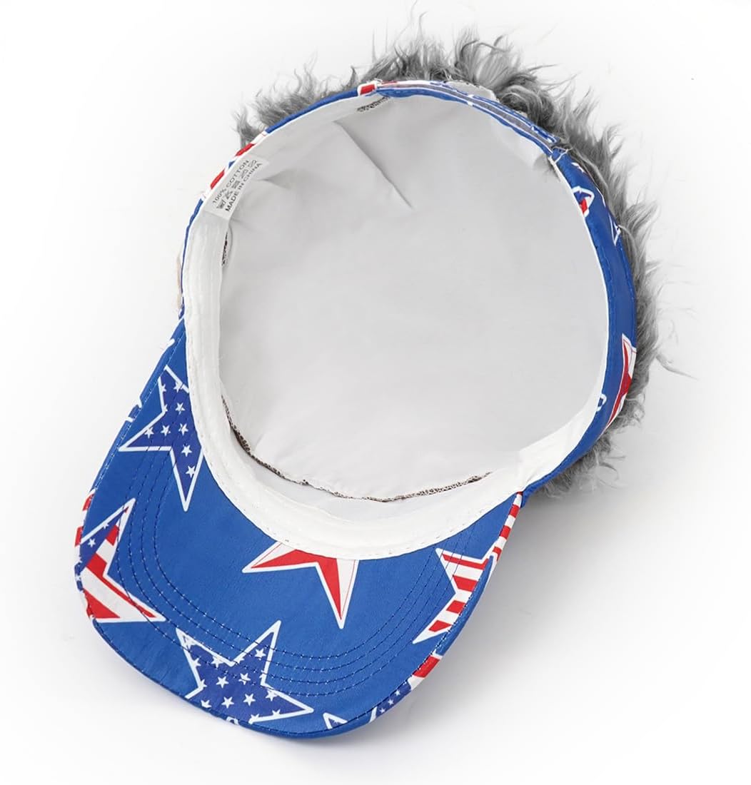 Thumbnail 5 de YeeHeen men’s visor cap with synthetic “wig” hair spiked, adjustable baseball/golf hat