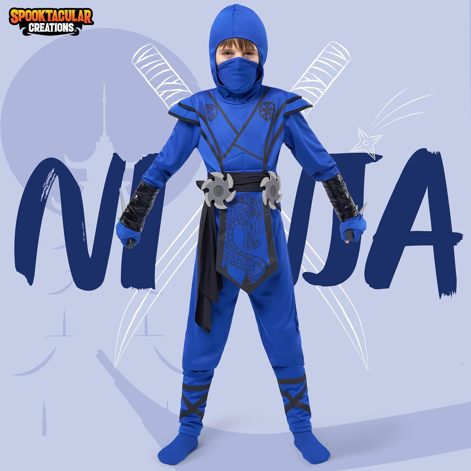 Detalle 2 de Spooktacular Creations Halloween-Ninja-Kostüm 3–4 Jahre 🎭