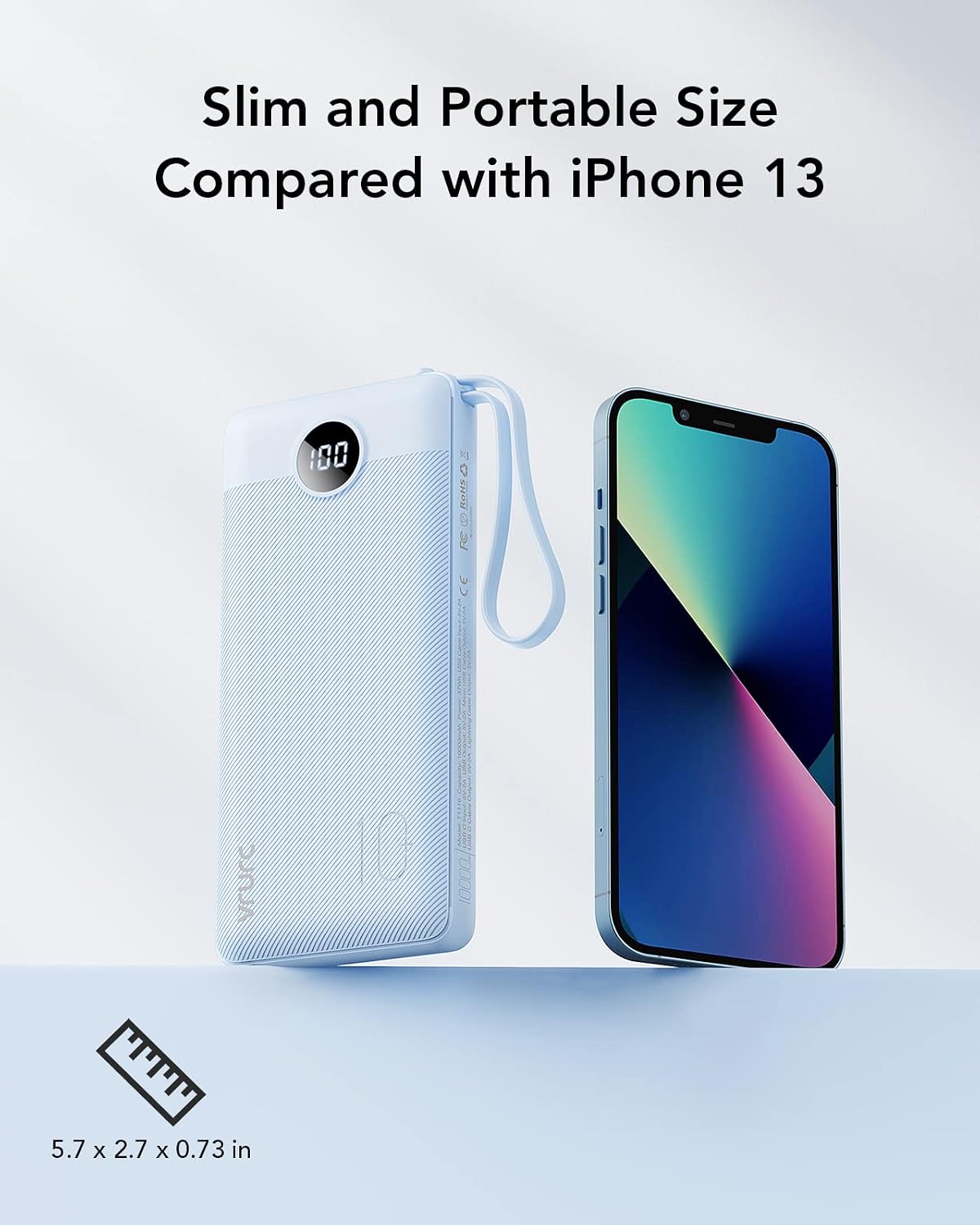 Thumbnail 5 de VRURC 10000mAh Power Bank with Built-in Cables and 5 Outputs