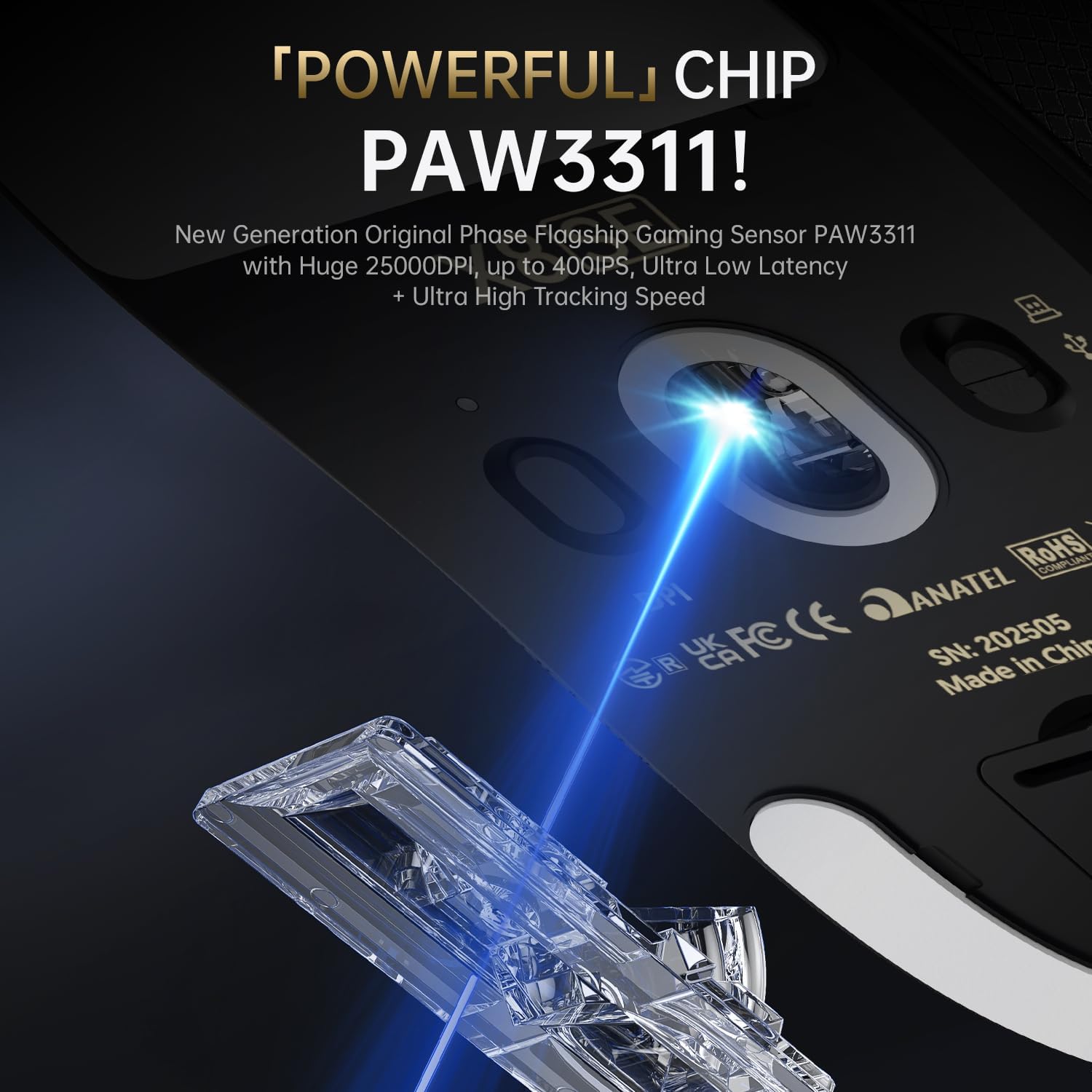 Detalle de ATTACK SHARK X8SE Maus – Ultra-leichtes Gaming mit Grip Tape für große Hände