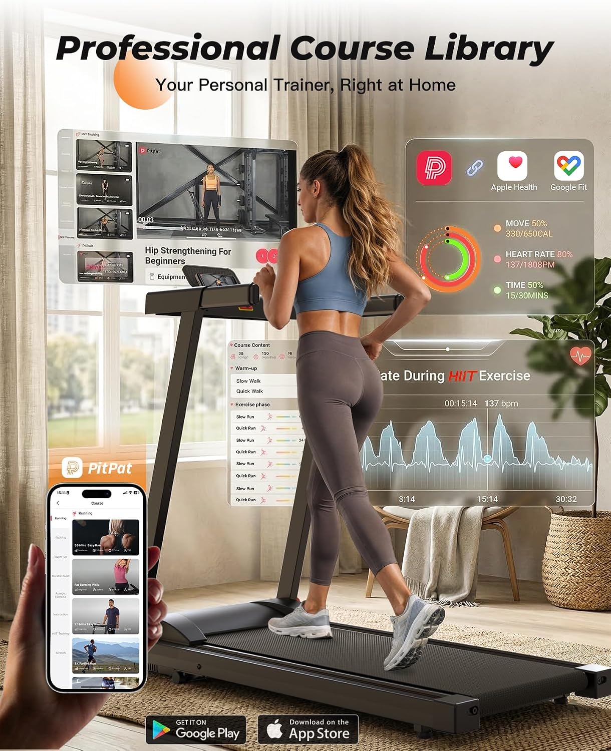 Detalle de Superun Treadmills for Home with Incline and Handles, 3.5 HP Foldable Walking Pad