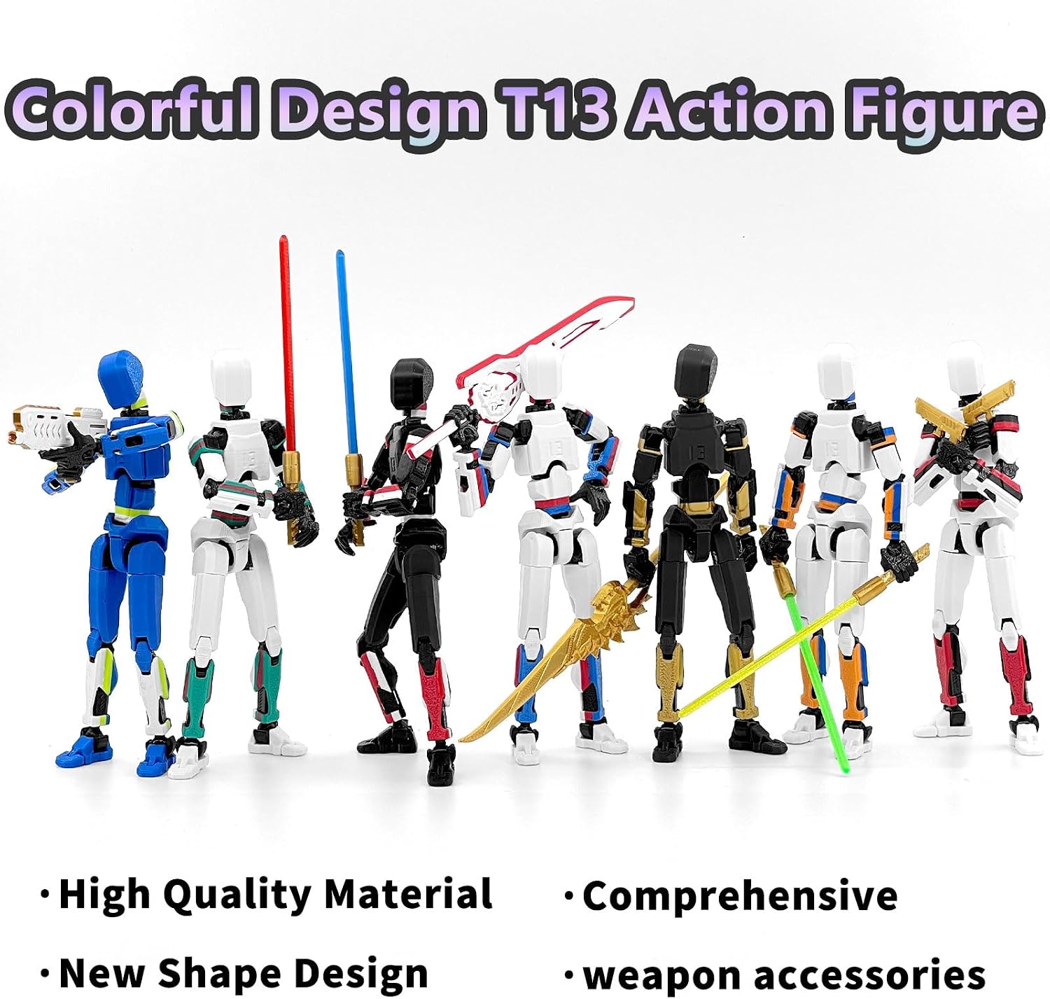 Thumbnail 5 de Falandi 5-Pack T13 Titan Action Figure Set (Already Assembled) with Laser Saber-Style Accessory Set